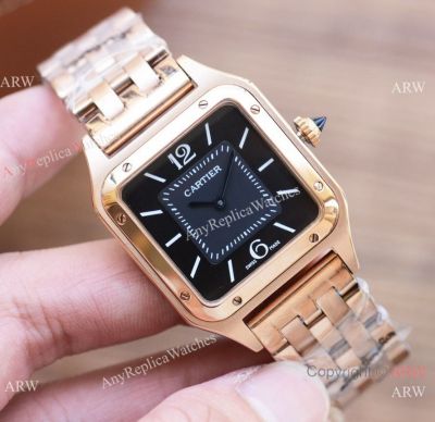 Copy Cartier Alberto Santos-Dumont de Quartz watches Rose Gold 28mm